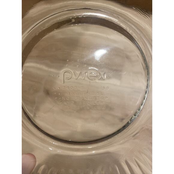 Pyrex Clear Glass 8.5” Ribbed Bowl 10 Cup 2.5 L #7403-S - Picture 2 of 6